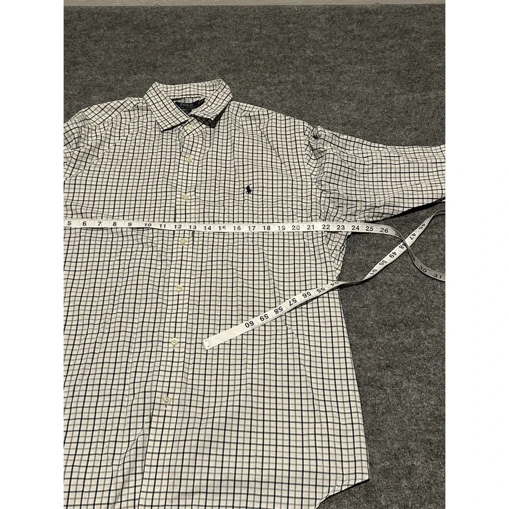 Polo Ralph Lauren Men's XL White Plaid Button Up Shirt Nylon Lightweight